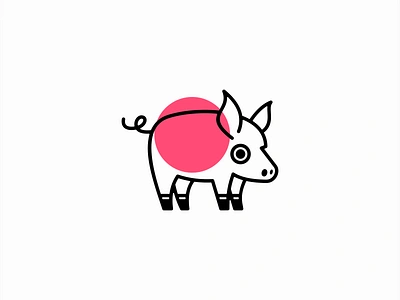 Pig Logo animal branding cartoon cute design emblem farm geometric icon illustration kids lines logo mark mascot modern pig pork restaurant vector