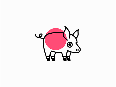 Pig Logo animal branding cartoon cute design emblem farm geometric icon illustration kids lines logo mark mascot modern pig pork restaurant vector