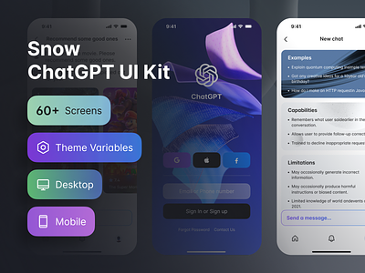 Snow ChatGPT UI Kit ai chat chatgpt chatgpt ui kit design system