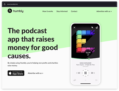 Humbly marketing site · Landing colors humbly marketing podcasts ui ux
