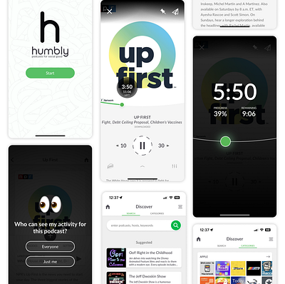 Humbly Podcast App · iOS Screenshots design humbly ios podcast ui ux