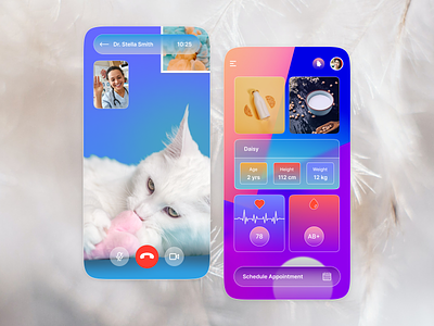 Pets health consultation mobile app appdesign call cat chat checkup creative design design inspiration doctor dog graphicsdesign health healthcare heartrate message mobile design mobileappui modern design pets userinterface videocall