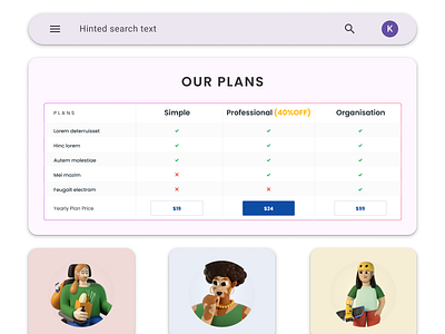 Search-Plans- Profile app design branding design figma graphic design illustration mobile design search ui web design