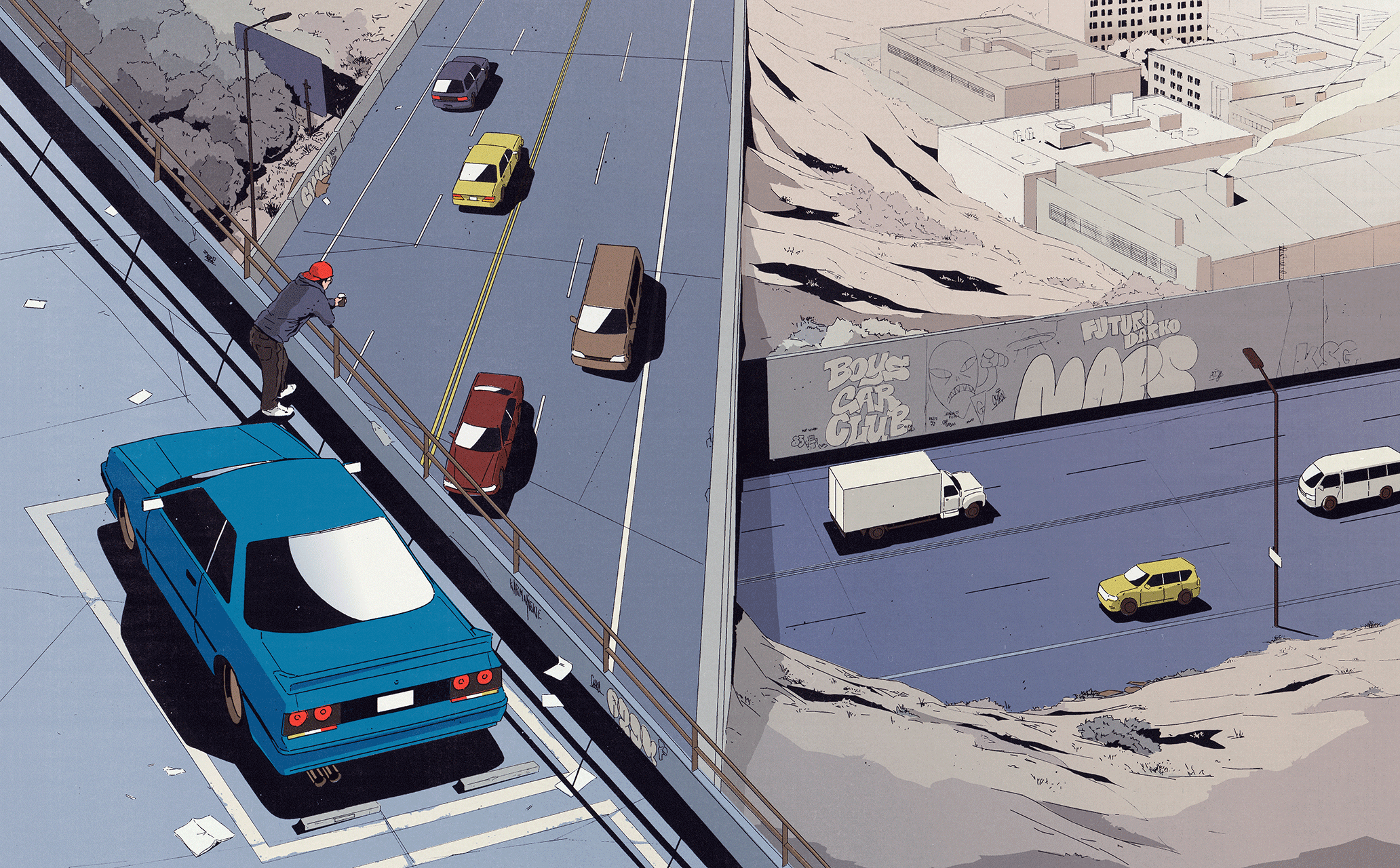 Nissan Skyline GTS-R R31 for Popeye Magazine car highway illustration japan magazine man nissan skyline