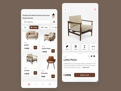 Furniture app design app design furniture ui ux warm colors