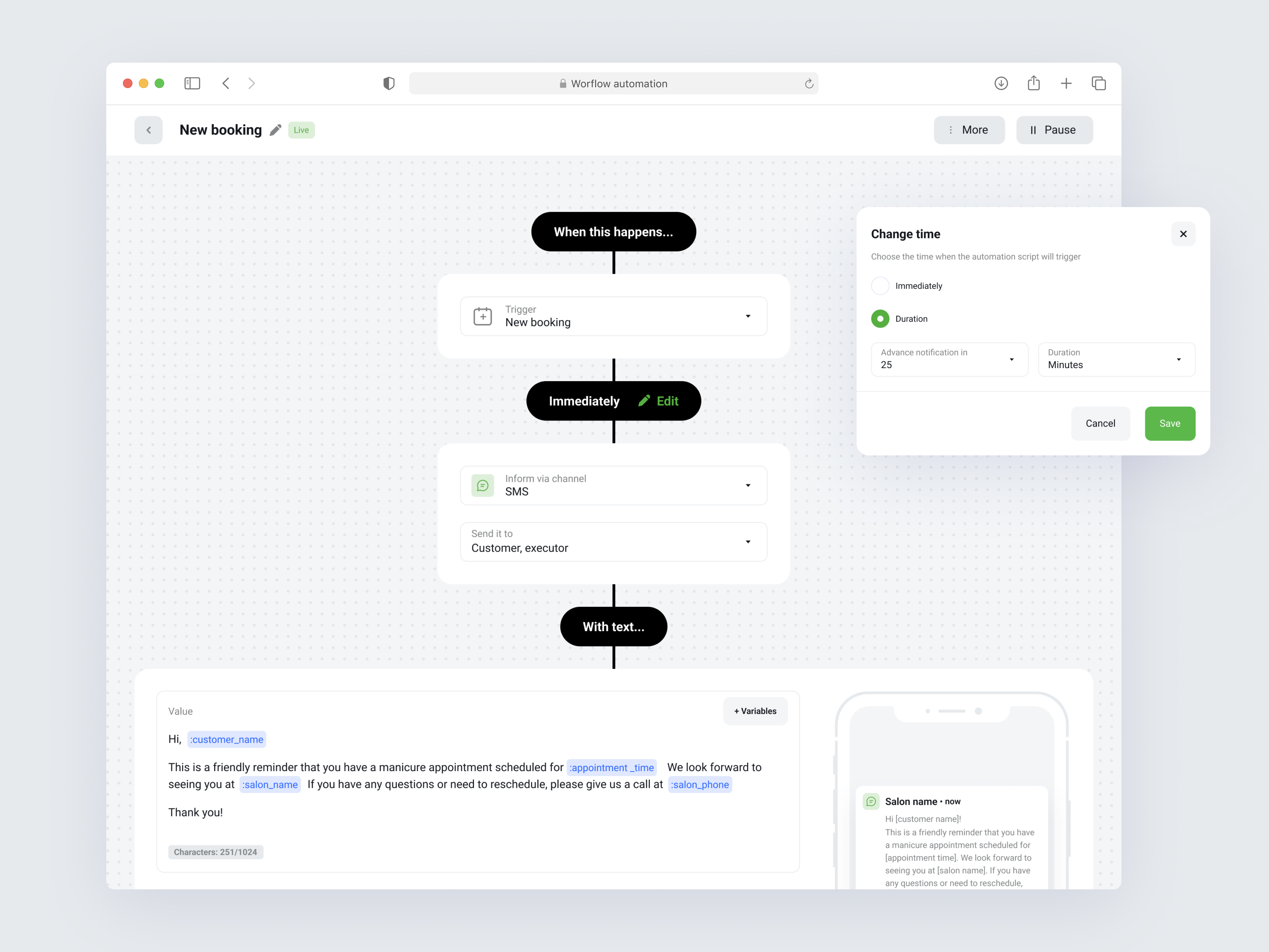 Workflow automation builder action appointment automation builder crm event notifications product design reminder trigger ui ux workflow workflow builder