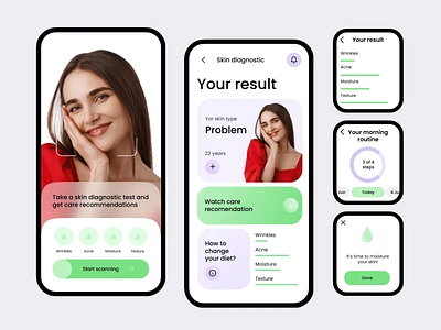 Skin Care App android animation app interaction branding design desire agency graphic design illustration ios logo mobile mobile app motion motion graphics recommendations reminders skin ui