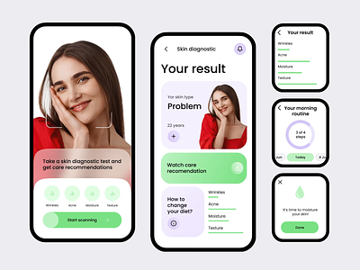 Skin Care App android animation app interaction branding design desire agency graphic design illustration ios logo mobile mobile app motion motion graphics recommendations reminders skin ui