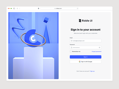 Login page - Riddle UI Design System dashboard design design system figma figma design framer login login page minimalist product design riddle ui ui ui kit user interface ux