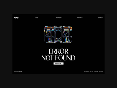 Mad Global, 404 Page Transition 3d after effects ai animation artificial intelligence awards branding design fashion figma loop motion motion graphics typography ui ux ui web design web development webdesign website design