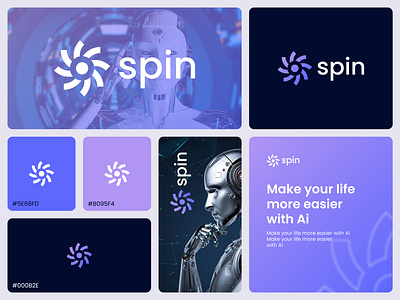 spin - Logo Design Concept ai artificial intelligence automation brand identity branding concept design designer portfolio designs digital future gradient logo logo designer machine learning robot spin tech technology web3