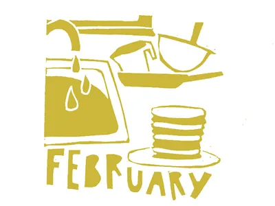 February calendar design graphic design illustration linoprint typography