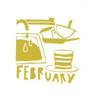 February calendar design graphic design illustration linoprint typography