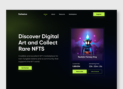 NFT Website (Hero Section) app crypto design minimal nft nft web ui ui design web