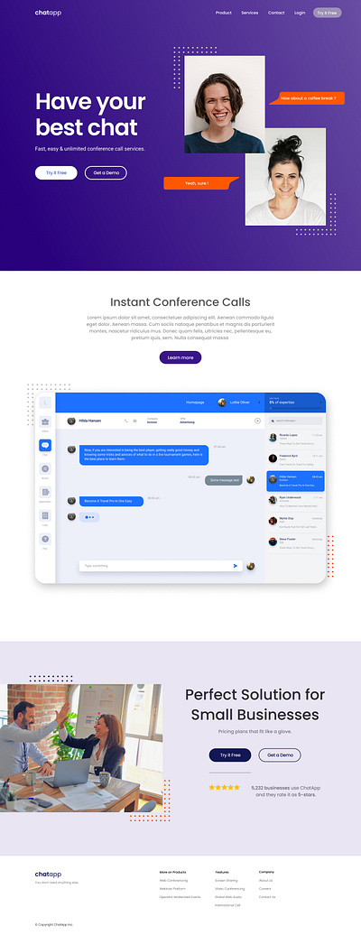 ChatApp Website design ui