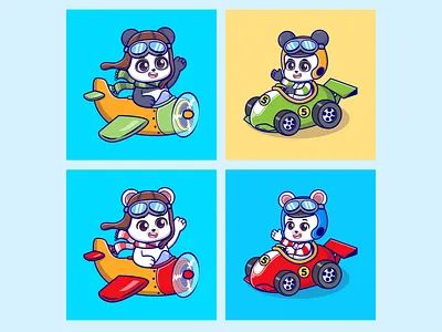 Panda and bear sport activity background