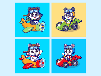 Panda and bear sport activity background