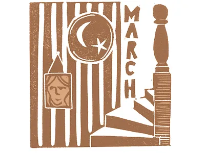 March calendar design graphic design illustration linoprint typography