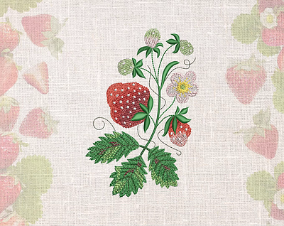 Wild strawberry bush — Machine embroidery design embroidery embroidery design embroidery digitizer embroidery digitizing embroidery digitizing company flower summer ui
