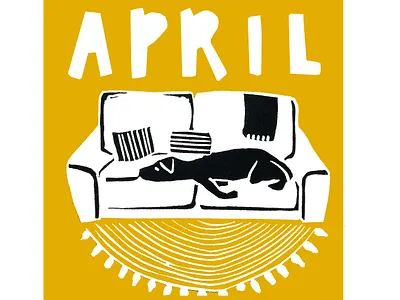 April calendar design graphic design illustration linoprint typography