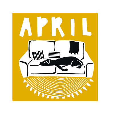 April calendar design graphic design illustration linoprint typography