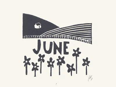 June calendar design graphic design illustration linoprint typography