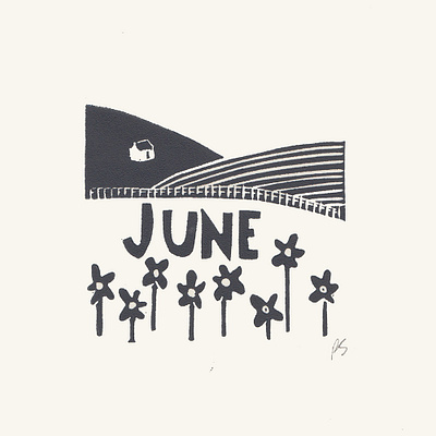 June calendar design graphic design illustration linoprint typography