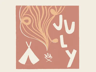 July calendar design graphic design illustration linoprint typography