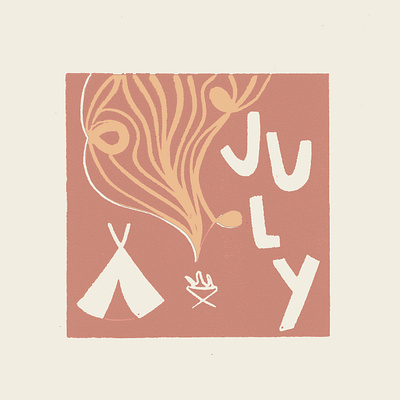 July calendar design graphic design illustration linoprint typography