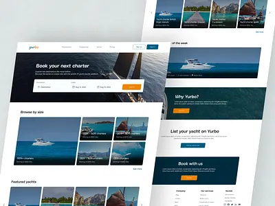 Yacht Charter Landing Page boat landing page minimal ui web