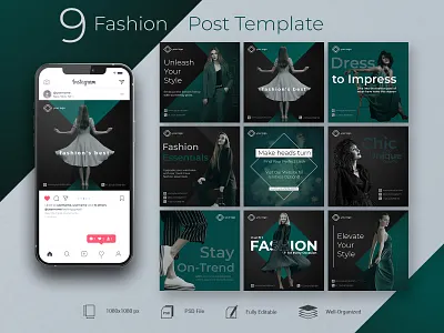 Fashion Instagram Post Templates - 9 Unique Designs for Social M fashion influencers