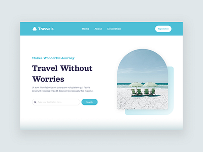 Travvels cyan design hero landing page minimalism travel ui user interface vacation web design