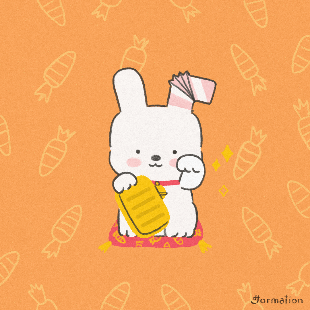 Lucky Rabbit bunny carrot cartoon cute digital art digital illustration gif gif loop gold illust illustration japan japanese loop lucky lucky cat lucky charm money rabbit rich