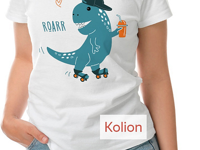 Print for a T-shirt with a cute dinosaur on roller skates animals cute dino dinosaur fun picture png print printshop roller skates sublimation summer print t shirt print womens t shirt
