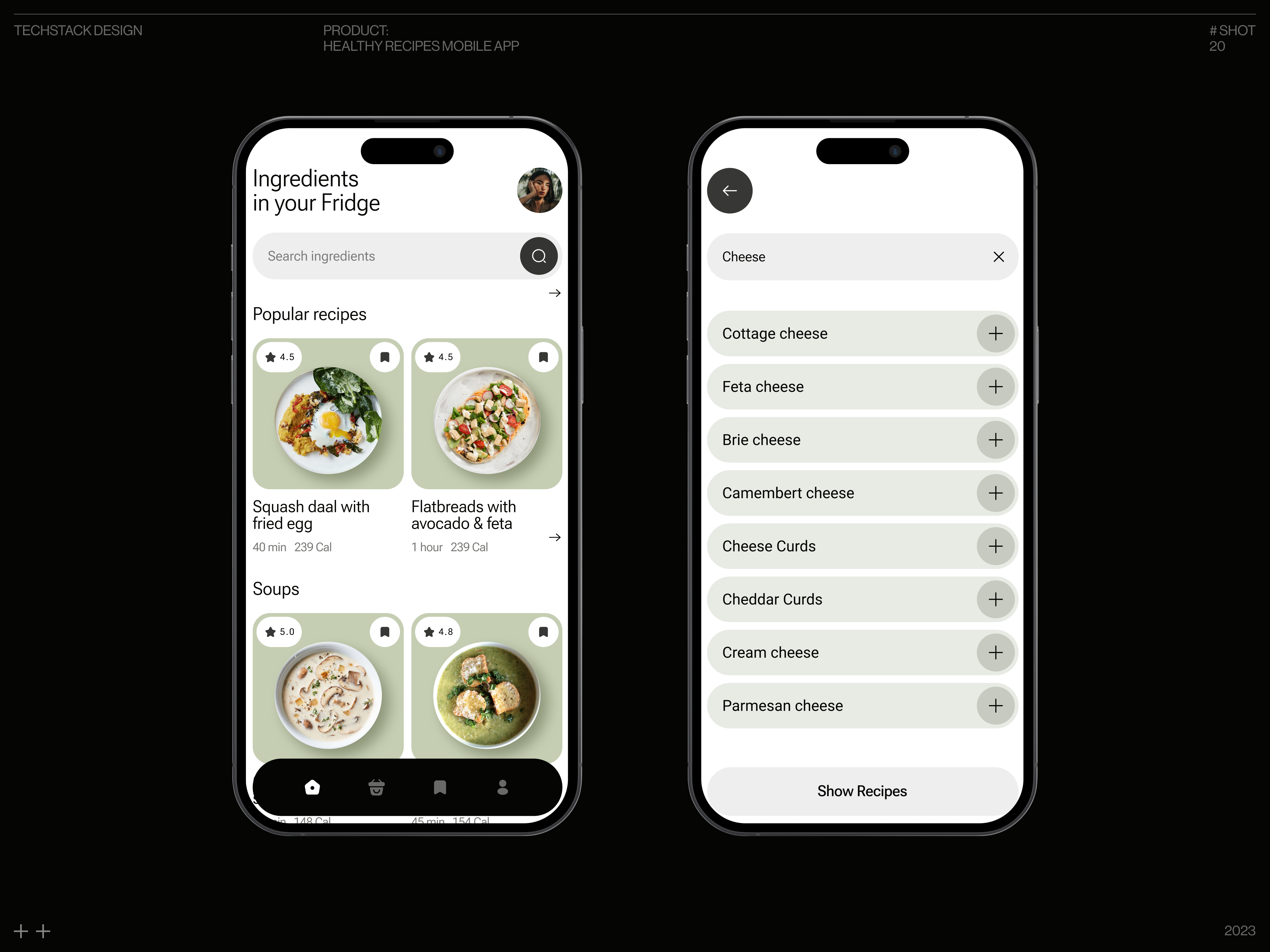 Healthy Recipes App by Hanna Zhygan for Techstack Design on Dribbble