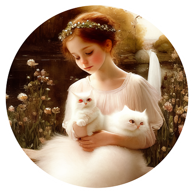 The little girl and kitten are very cute. design graphic design typography