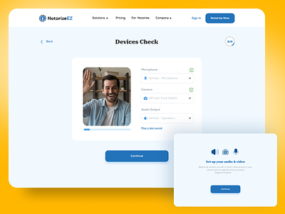 Notarize EZ design: (complete solution available) devices check digital notary services digital signature digitalseals documents enterprise software face id recognition fluttertop landing page legal legal documents notarize notary online notary solutions product design saas secure digital signatures time stamped documents ui website