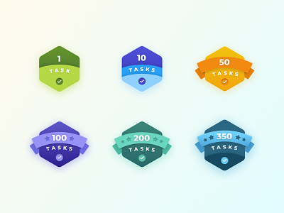 Achievement badges for a productivity tool achievement app badge illustration mobile productivity task ui