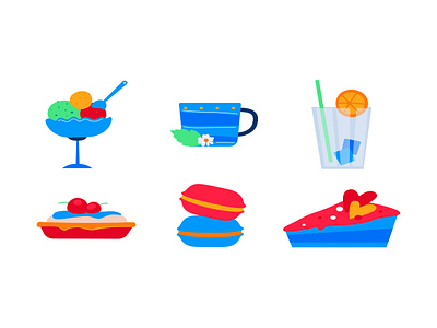 Drinks and sweet desserts - flat design style objects cafe cake design drink flat design food ice cream icon menu style sweet tea vector