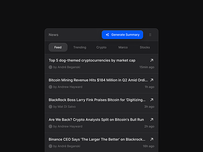 💫 News feed widget exploration button calendar dark mode drag dropdown feed grayscale mini ui news news feed shine shiny button sparkle tabs typography widget