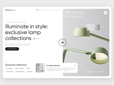 Ecommerce website design e com ecommerce exclusive design figma illumination lamps landing light online store product design purchase shop ui ui ux ux web webdesign