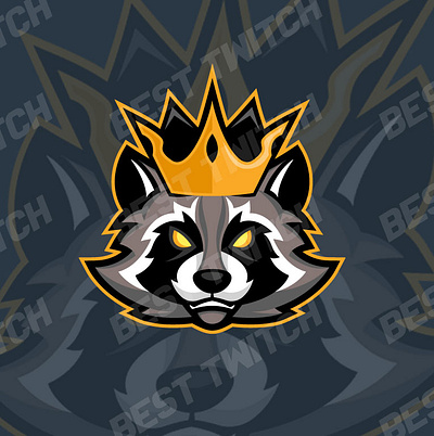 Raccoon mascot King twitch gaming Logo ! BestTwitch best twitch badges branding design graphic design illustration logo motion graphics new badges sub badges ui