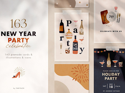 Abstract New Year celebration set