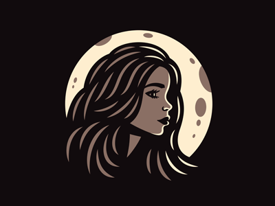Moon Girl Logo barbershop beautiful beauty cafe confectioner cosmetics dreams emblem face girl hair haircut hairstyle lady logo moon night pastries sweets woman