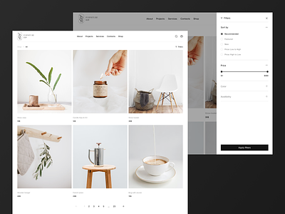E-commerce catalog + product filter breadcrumbs components decor store design e commerce e commerce design ecommerce elements filter filters home decor onlineshop pagination product card product filter shop sort by store ui ux