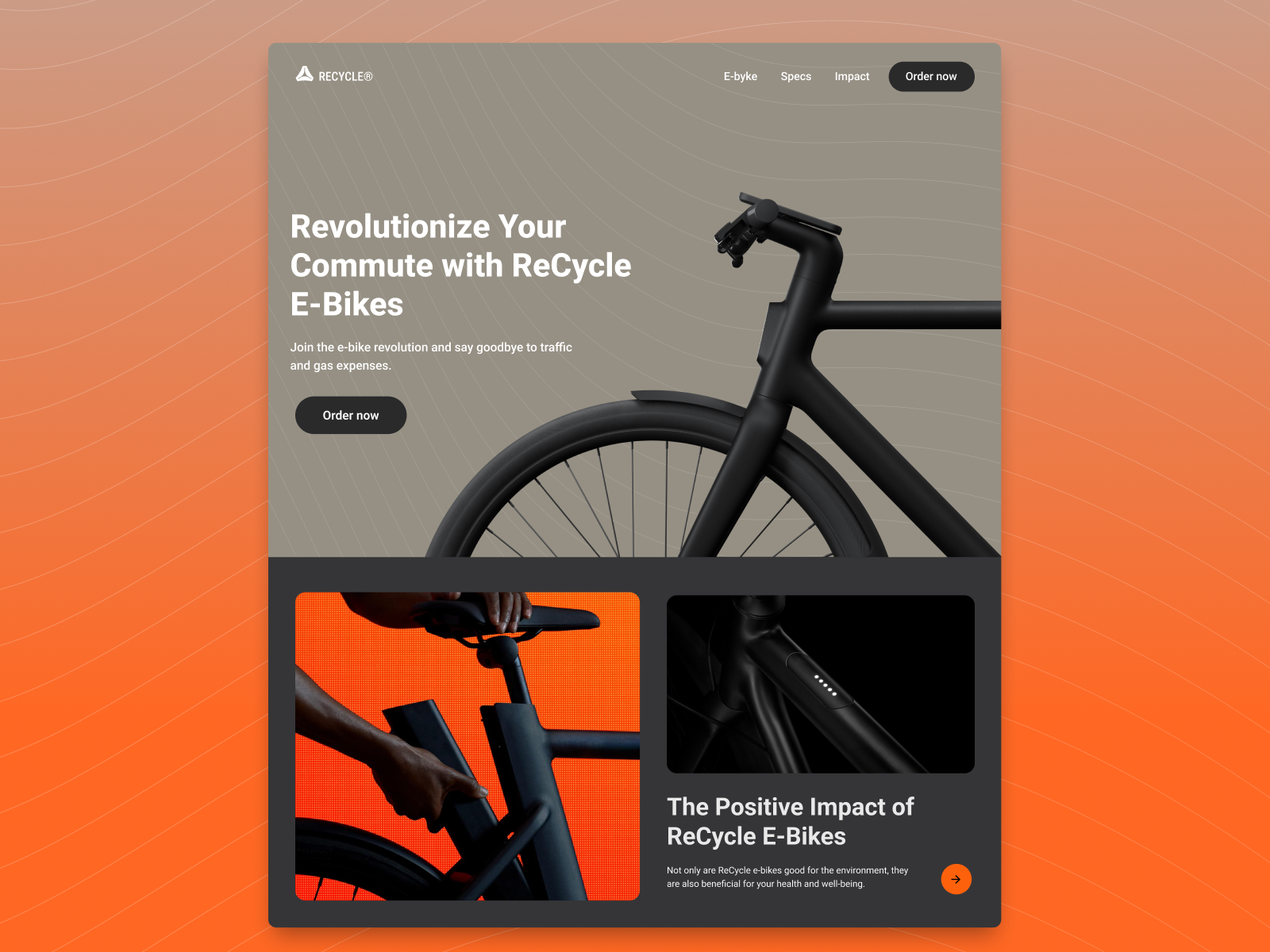 RECYCLE e byke ecommerce homepage landingpage minimal uidesign webdesign website