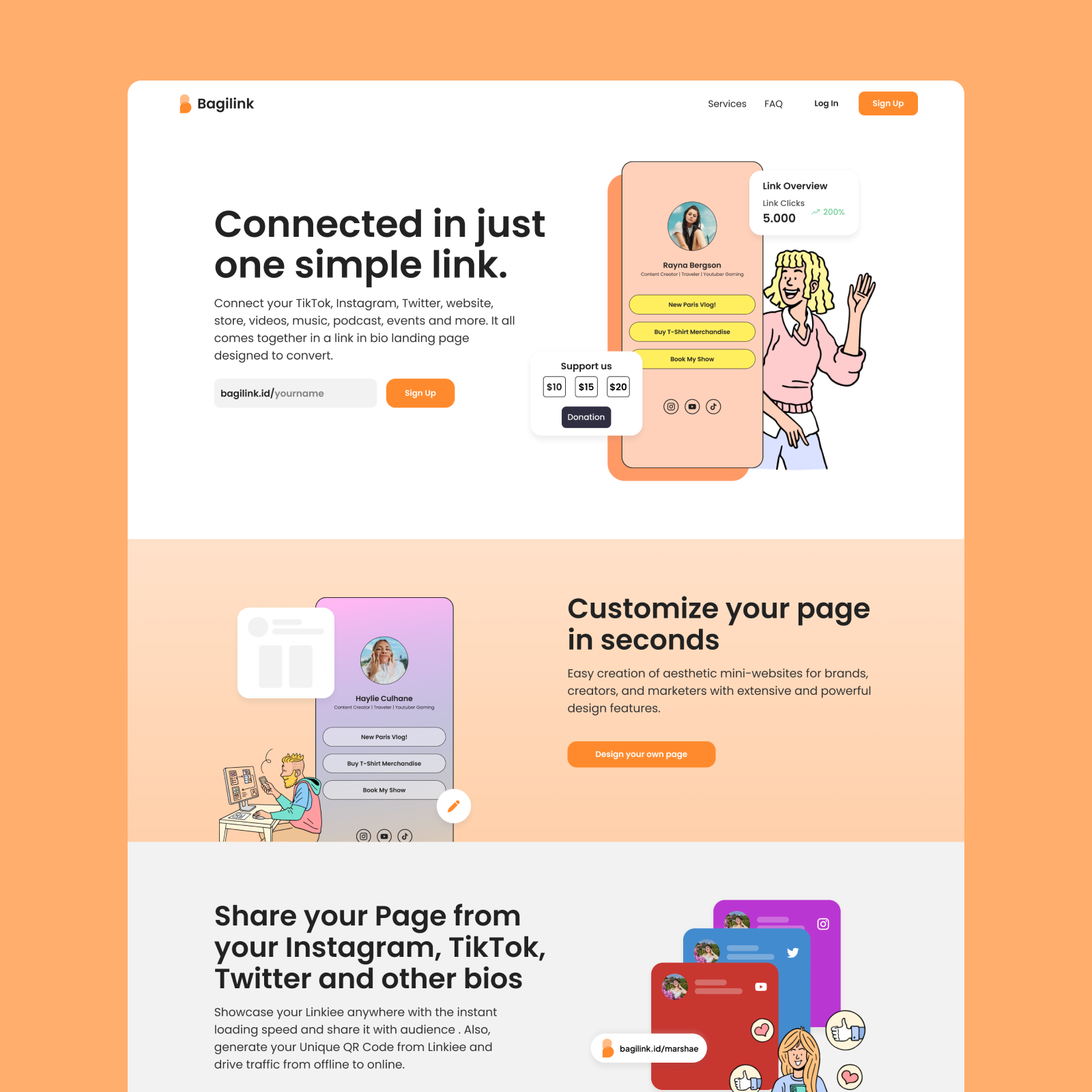 Bagilink Website Design: link in bio landing page web design design graphic design ui web ui