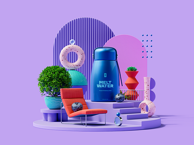 Melt Water 3d abstract beauty bottle c4d color design graphic design keyvisual redhift render scene shapes water
