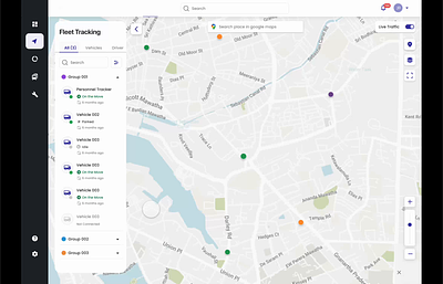 Vehicle Tracking History fleetmanagement fleettracking googlemaps map realtime ui uidesign ux uxdesign