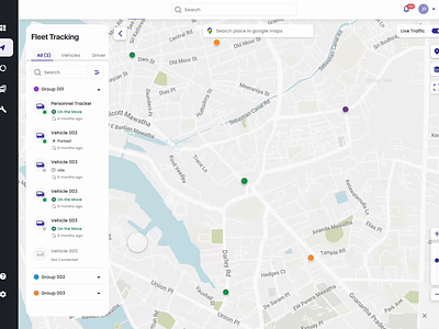 Vehicle Tracking History fleetmanagement fleettracking googlemaps map realtime ui uidesign ux uxdesign